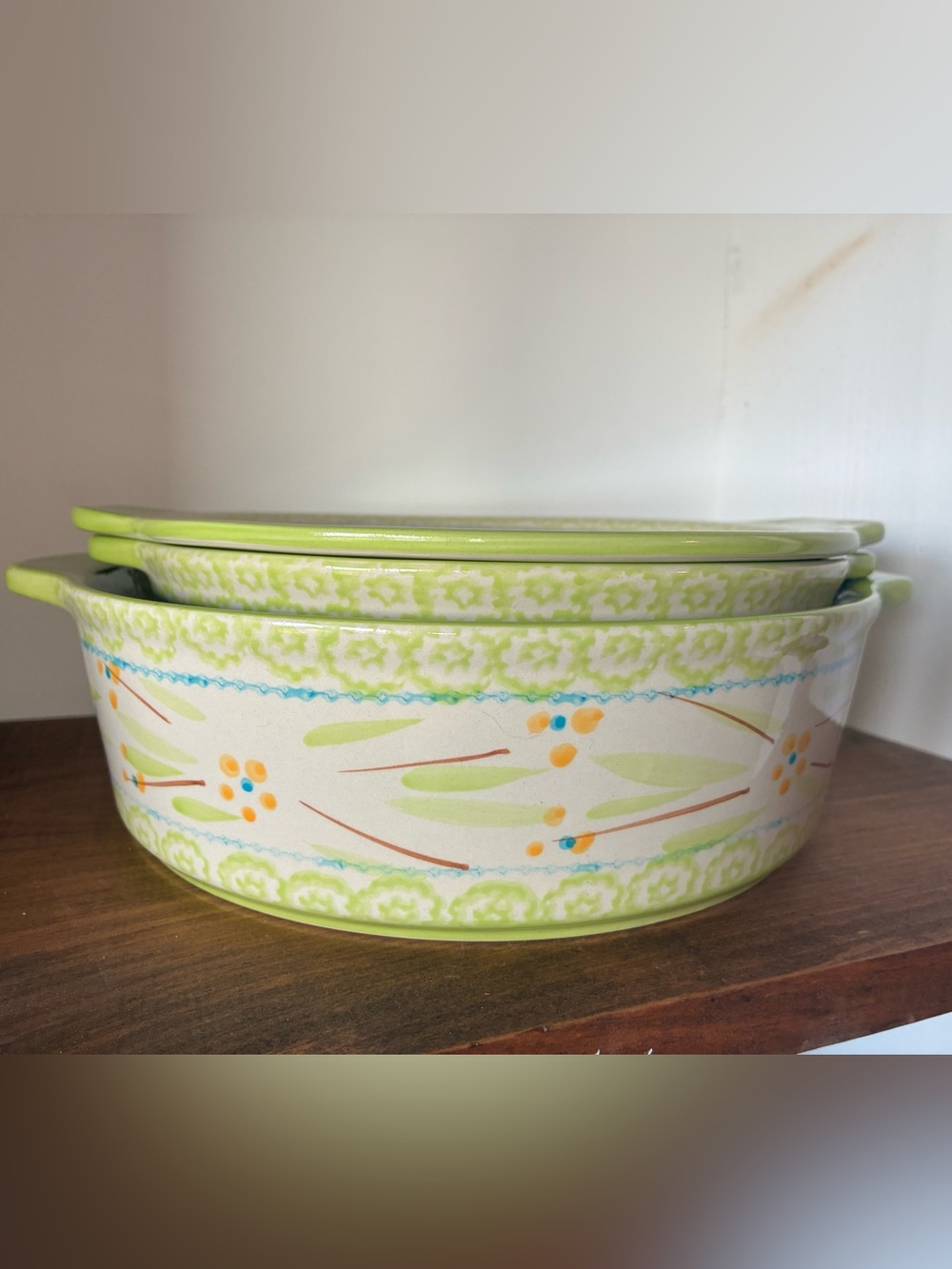 Temp-tations Old World Green 2.5 Qt Baker & 2 Qt Covered Baker Set